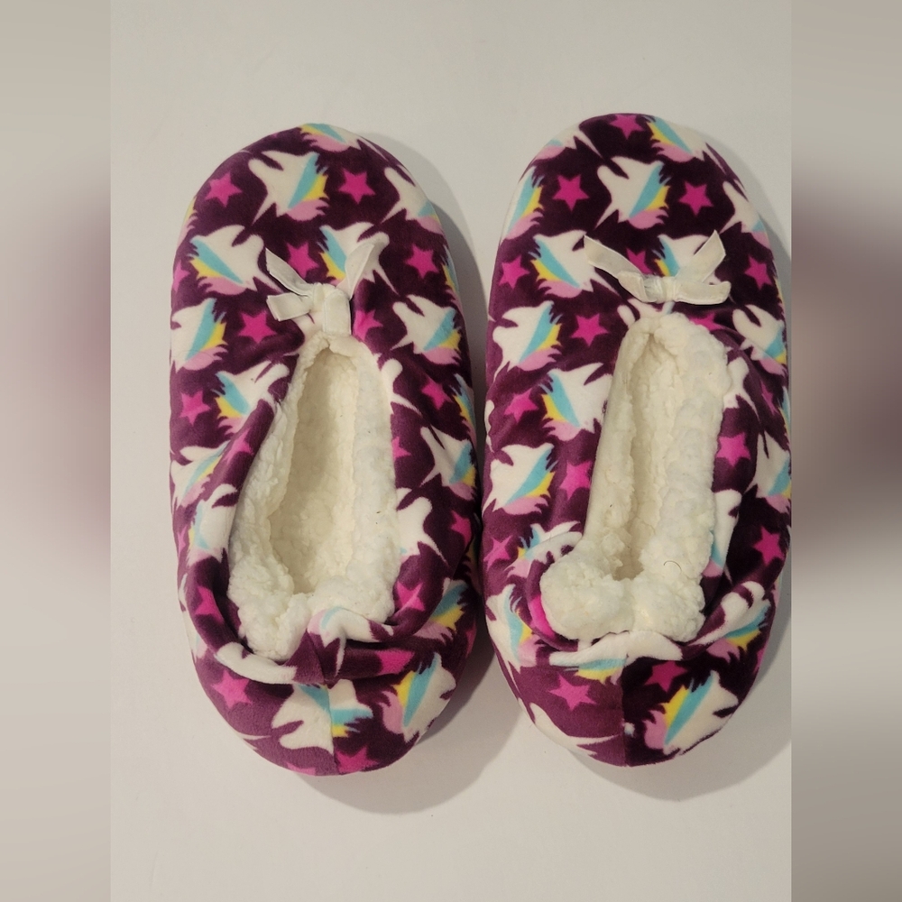 Fuzzy Babba, Purple Unicorn Star Women's Slippers Size 11. Never worn.
